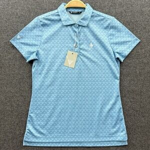 Levelwear Polo Shirt Womens Small Blue Geometric Georgian‎ Bay Club Golf Top NWT